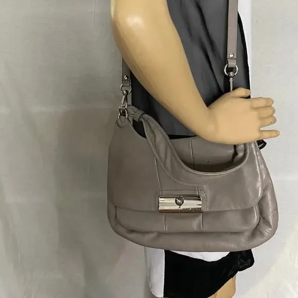 Coach Medium Gray Leather Crossbody Bag/Handbag